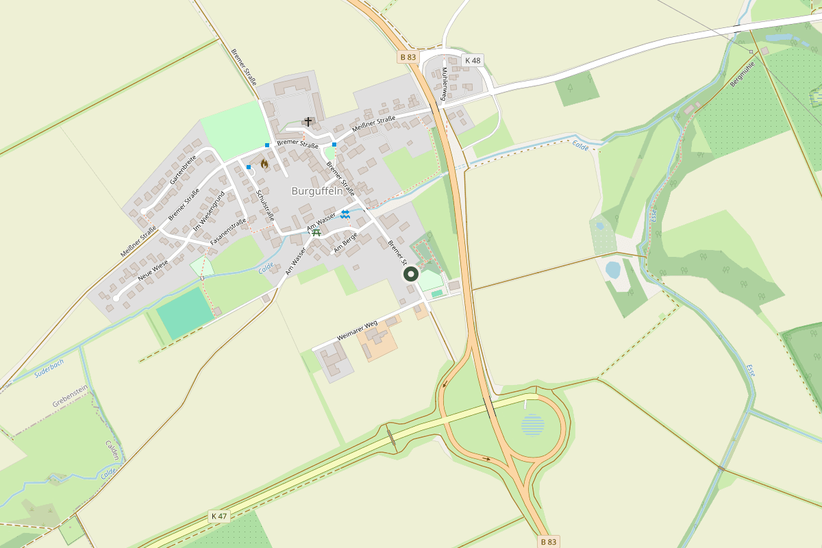 Karte von Burguffeln mit der Lage der Bremer Straße